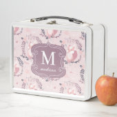 Niedliche Füchse Moderne adorable Giralmonogramm P Metall Brotdose (Beispiel)