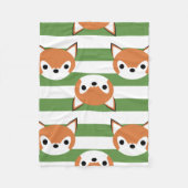 Niedliche Füchse u. grüne Streifen Fleecedecke (Vorderseite)
