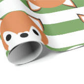 Niedliche Füchse u. grüne Streifen Geschenkpapier (Rolleneckpunkt)