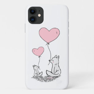 Niedliche Füchse und Herzblasen Case-Mate iPhone 1 Hülle