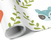 Niedliche Füchse und Hirsche auf grünem Kranz Geschenkpapier (Rolleneckpunkt)