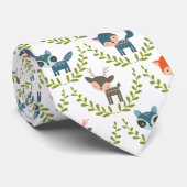 Niedliche Füchse und Hirsche mit grünem Kranz Krawatte (Gerollt)