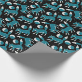 Niedliche Füchse und Mond-Muster in blau-weiß Geschenkpapier (Ecke)