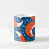 Niedliche Füchse: Vintages Tiermuster Kaffeetasse (Vorderseite Links)