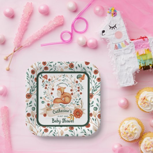 Niedliche Fuchsholzbrause Pappteller (Party)