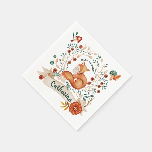 Niedliche Fuchsholzbrause Serviette (Ecke)