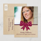 Niedliche Fuchsia Bow Abschluss Postkarte (Vorne/Hinten)