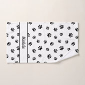 Niedliche Fun Black Paw Prints Personalisiert Badhandtuch Set (Handtuch)