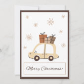 Niedliche Fun Car Snowy Weihnachtskarte (Vorderseite)
