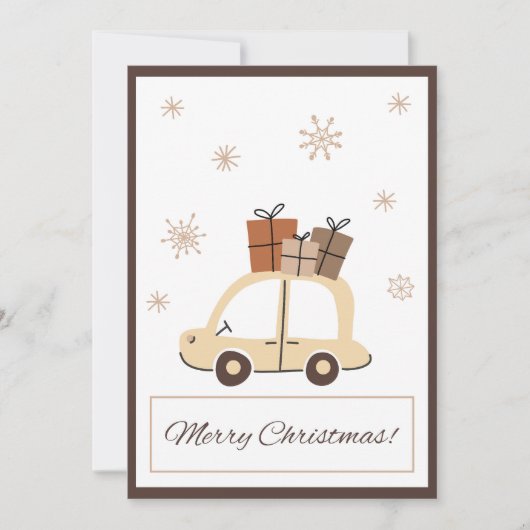 Niedliche Fun Car Snowy Weihnachtskarte (Vorderseite)