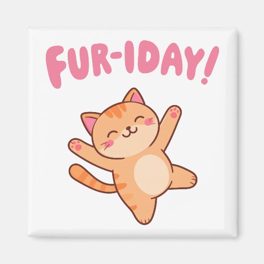 Niedliche Fun Cat Vormittag Magnet (Vorne)