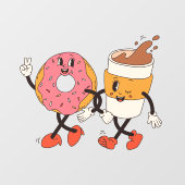 Niedliche Fun Coffee and Donuts Shop-Werbung Fensteraufkleber (Blatt)
