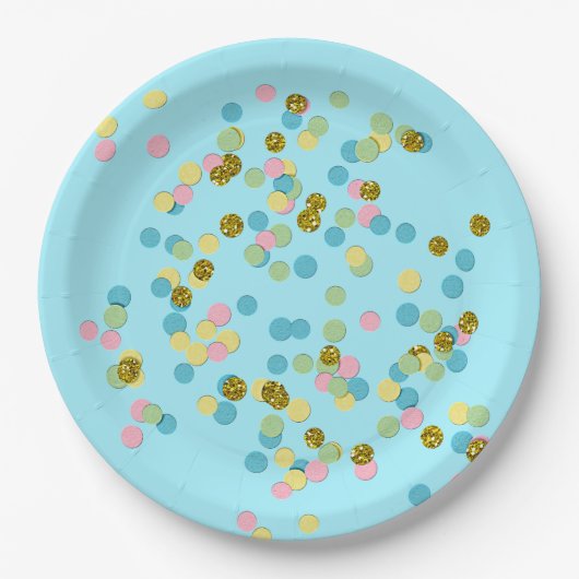 Niedliche Fun Colorful Moderne Confetti Dots Pappteller (Vorderseite)