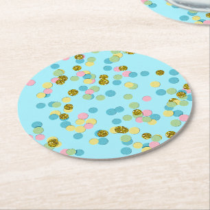 Niedliche Fun Colorful Moderne Confetti Dots Runder Pappuntersetzer