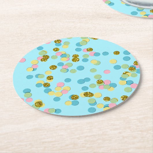 Niedliche Fun Colorful Moderne Confetti Dots Runder Pappuntersetzer (Angewinkelt)
