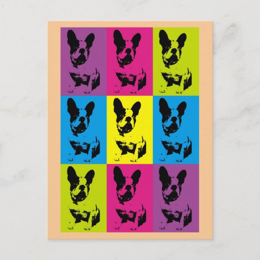 Niedliche Fun French Bulldog Frenchie Pop Kunst Postkarte (Vorderseite)