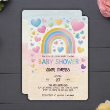 Niedliche Fun Hearts und Rainbow Baby Shower
