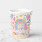 Niedliche Fun Hearts und Rainbow Baby Shower Pappbecher (Vorderseite)