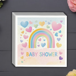 Niedliche Fun Hearts und Rainbow Baby Shower Serviette
