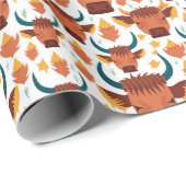 Niedliche Fun Highland Cow-Gesichtsmuster Geschenkpapier (Rolleneckpunkt)
