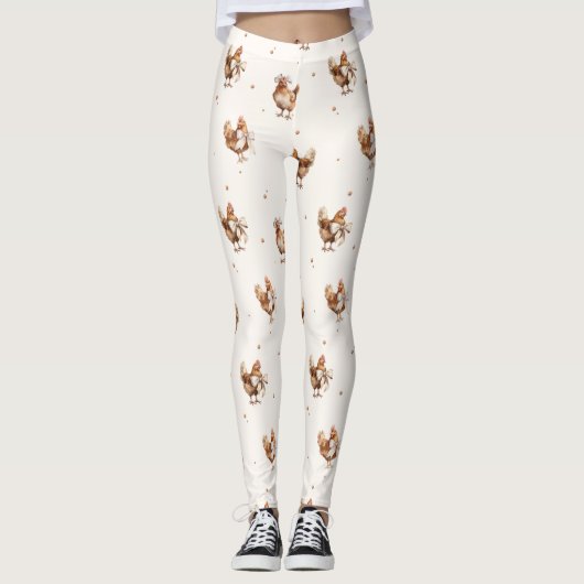Niedliche Fun Pastel Hen Hühnchen Leggings (Vorderseite)