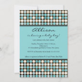 Niedliche FUN Polka Dots Blue & Brown Boy Dusche Einladung (Vorderseite)