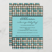 Niedliche FUN Polka Dots Blue & Brown Boy Dusche Einladung (Vorne/Hinten)