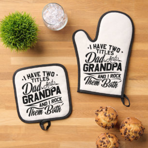 Niedliche Fun Retro Typografie Vater Opa Geschenk Ofenhandschuh & Topflappen-Set