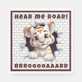 Niedliche Fun Tiger Cub Peeking out Custom Dark Br Serviette