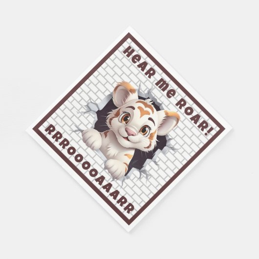 Niedliche Fun Tiger Cub Peeking out Custom Dark Br Serviette (Ecke)