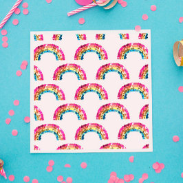 Niedliche Funkelnd Sequenzer-Rainbow-Geburtstagspa Serviette