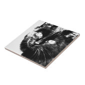 Niedliche Funky Black and White Cat Kitten Sketch Fliese (Seite)