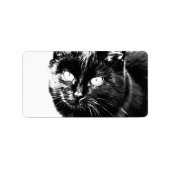 Niedliche Funky Black Cat Kitten Eyes Sketch Adressaufkleber (Vorne)