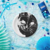 Niedliche Funky Black Cat Kitten Eyes Sketch Pappteller (Party)