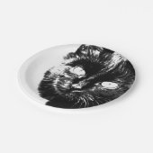 Niedliche Funky Black Cat Kitten Eyes Sketch Pappteller (Schrägansicht)