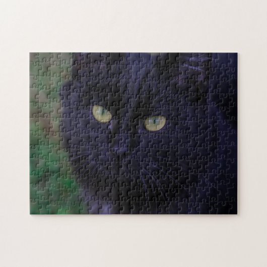 Niedliche Funky Black Cat Kitten Face  Puzzle (Horizontal)