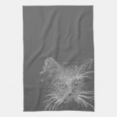 Niedliche Funky Cat Kitten Eyes Face Sketch Geschirrtuch (Vertikal)
