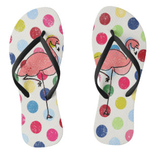 Niedliche Funky Flamingo-bunte Polka-Punkte Badesandalen