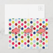 Niedliche Funky Flamingos Colorful Polka Dots Postkarte (Vorne/Hinten)