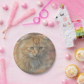 Niedliche Funky Ginger Cat Kitten Face Pappteller (Party)