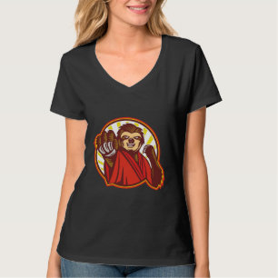 Niedliche Funny Animal Sloth Zeichnend Kampfkunst T-Shirt
