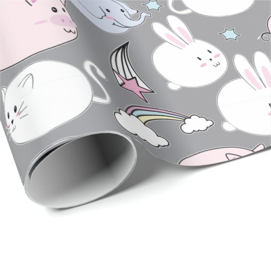 Niedliche Funny Animals Geschenkpapier (Rolleneckpunkt)