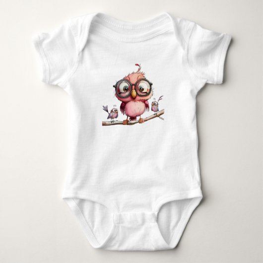 Niedliche Funny Birds Baby Strampler (Vorderseite)