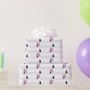Niedliche Funny Bubblegum Birds auf einem Drahtmus Geschenkpapier