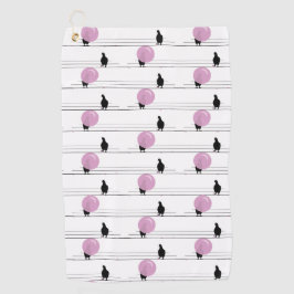 Niedliche Funny Bubblegum Birds auf einem Drahtmus Golfhandtuch