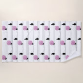 Niedliche Funny Bubblegum Birds auf einem Drahtmus Strandtuch (Vorderseite)