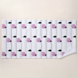 Niedliche Funny Bubblegum Birds auf einem Drahtmus Strandtuch