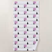 Niedliche Funny Bubblegum Birds auf einem Drahtmus Strandtuch (Vorderseite)