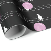 Niedliche Funny Bubblegum Birds auf einem Drahtsei Geschenkpapier (Rolleneckpunkt)
