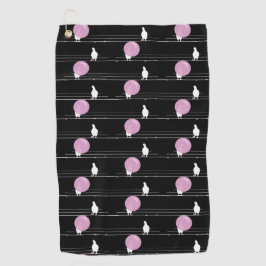 Niedliche Funny Bubblegum Birds auf einem Drahtsei Golfhandtuch